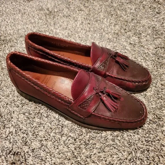 Allen Edmonds Maxfield burgundy Woven Leather Slip On Comfort Tassel Loafers 9 D NEW Old Stock ALLEN EDMONDS Maxfield Tassel Loafers 9 D  main image 2